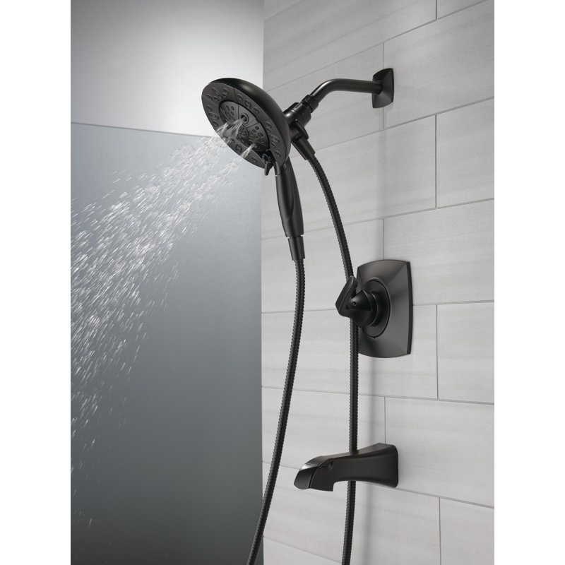 Vesna Single-Function Tub Shower Faucet Set, Shower Trim Kit with In2ition Shower Head and Valve, Matte Black