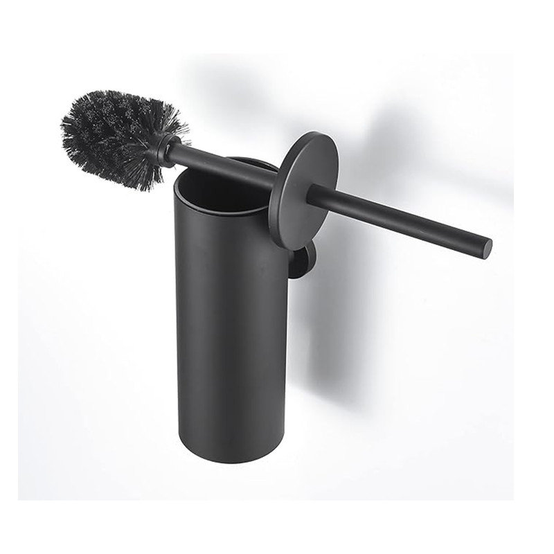 Matte Black Stainless Steel Wall-Mounted Toilet Brush and Holder