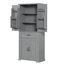 Grande armoire de rangement pour salle de bain avec tablettes réglables et tiroir-612347892