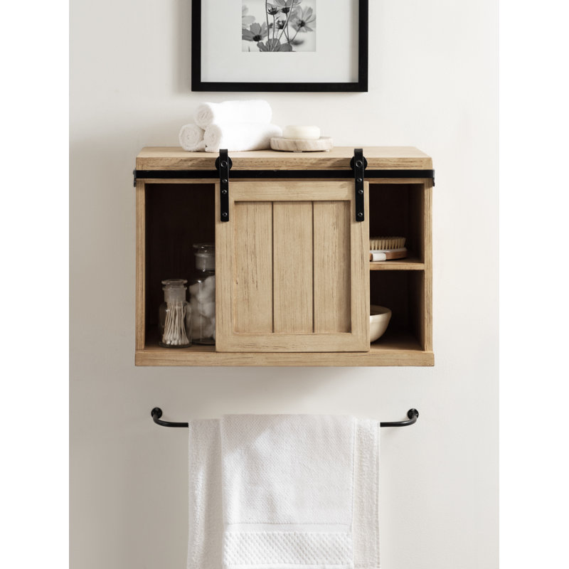 Table d'appoint flottante avec rangement Prescott, Naturel