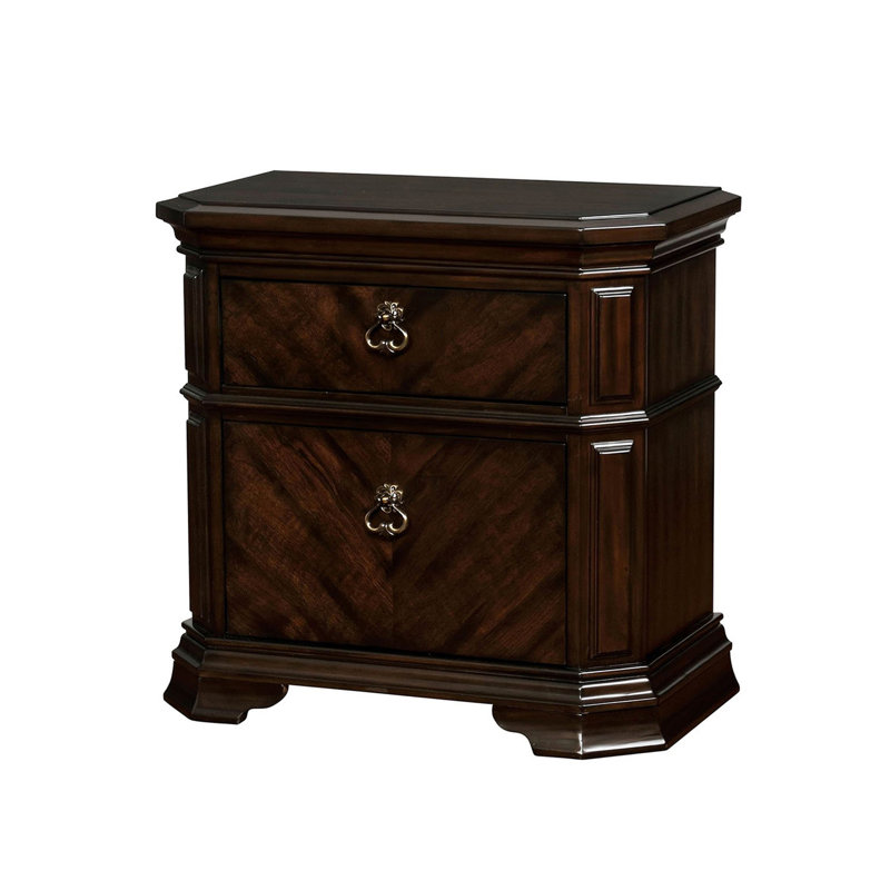 Table de chevet en bois avec chargeur USB au fini espresso