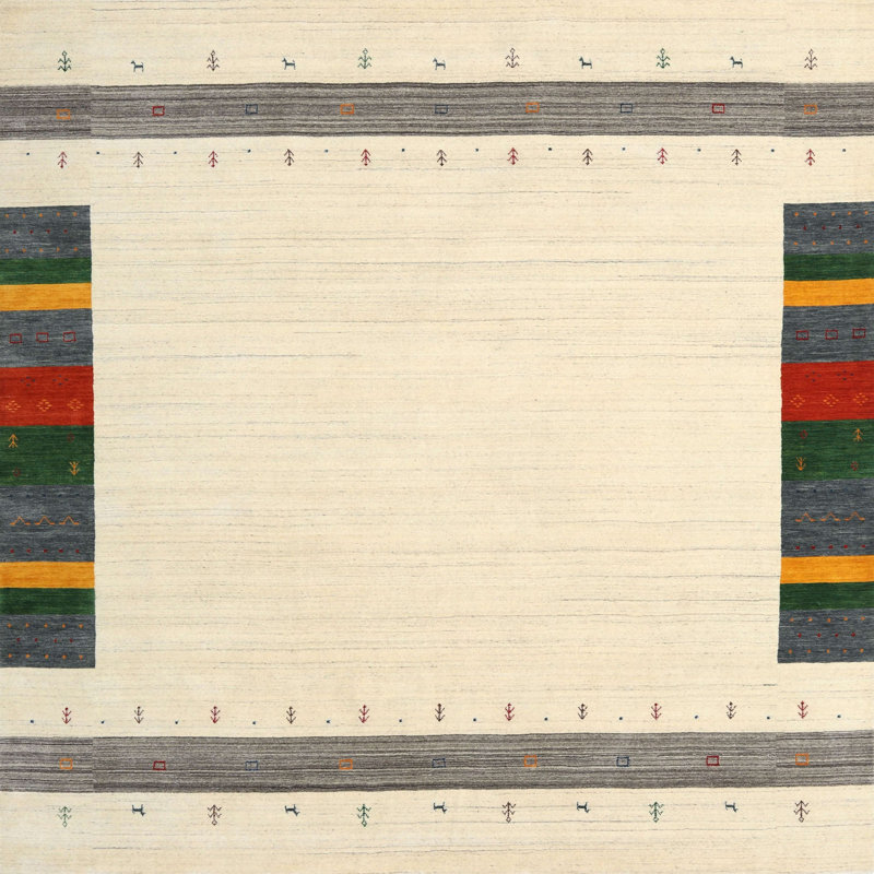 Tapis contemporain gris / olive Nepeta, Carré 4 pi