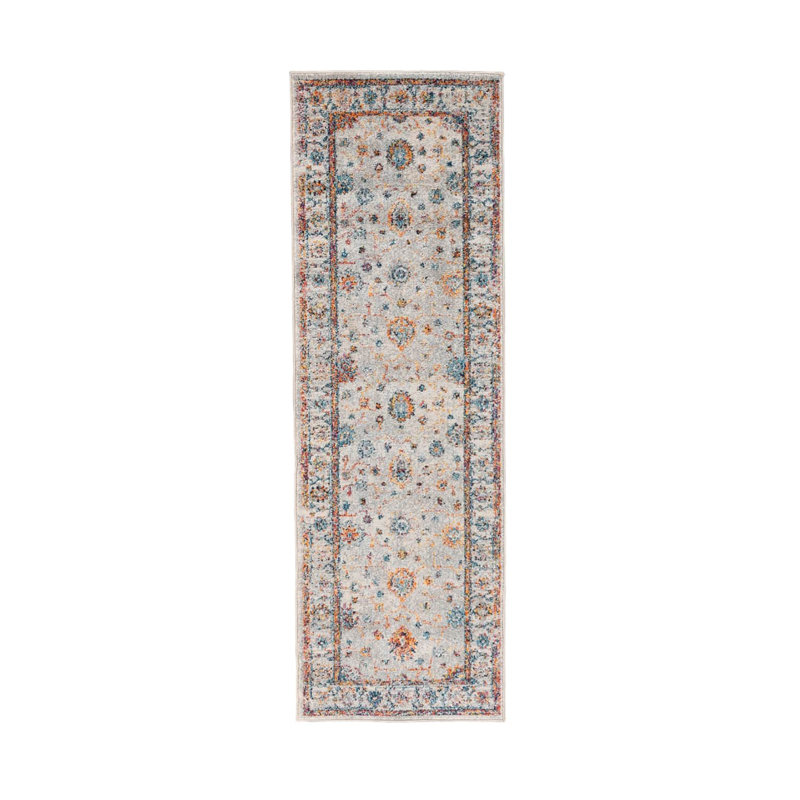 Tapis ivoire / jaune Alyssia, Tapis de couloir 2 pi 7 po x 8 pi