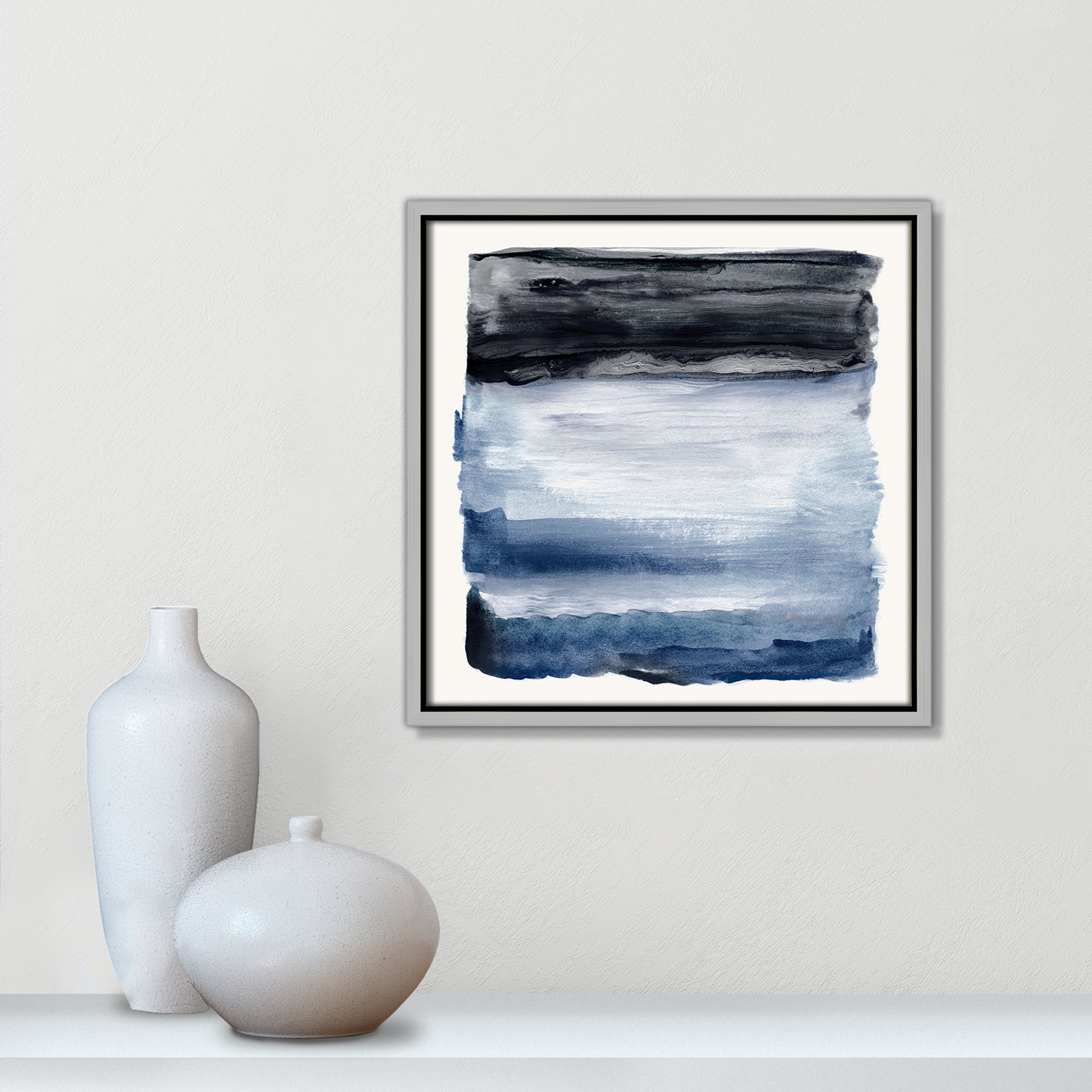 Navy Sky I Print by Nan, 13.5" H x 13.5" W, Silver