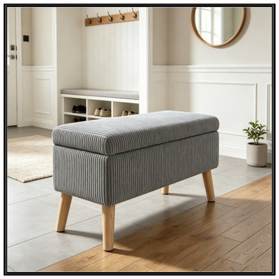 Upholstered Bench with Flip-Top Storage and sturdy legs