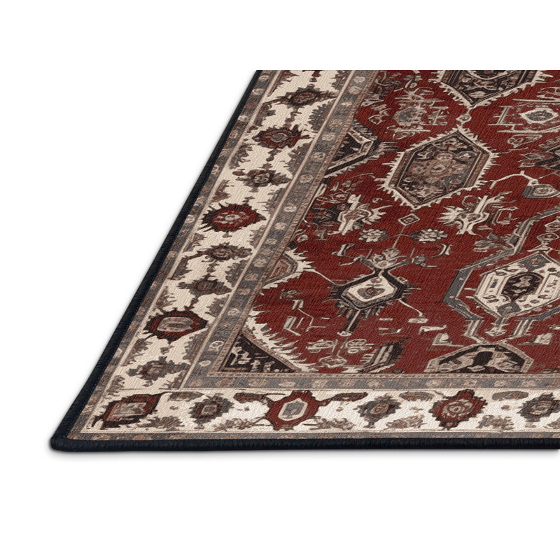Machine Washable Persian Black Area Rug, Rectangle 2' x 3'