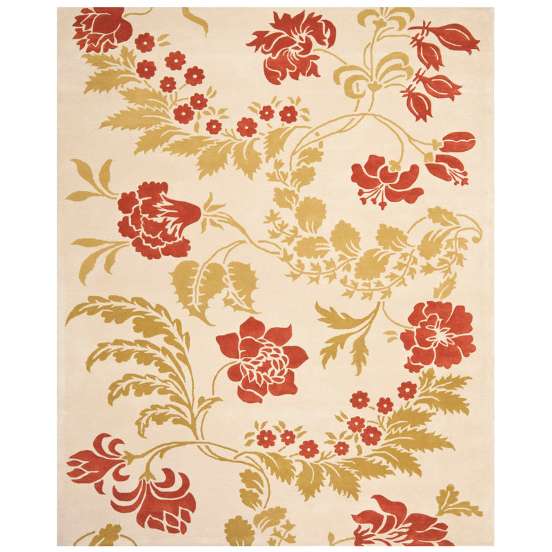 Cerda Hand Tufted Wool Floral Rug, Rectangle 8' x 10'