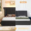 Ensemble de chambre à coucher 3 pièces, cadre de lit tapissier avec tête de lit haute de 55 po et 2 tables de chevet avec tiroirs-1905823604-1905823607