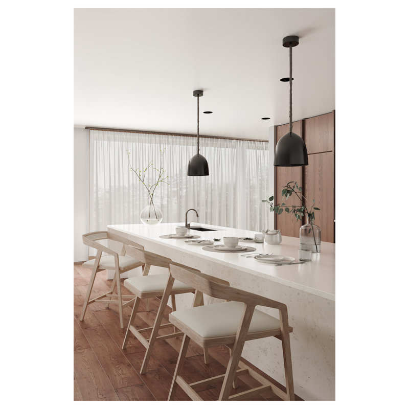 Padma 26" Bar Stool, Light Gray Faux Leather/Natural Frame, Counter Stool (25.9” Seat Height)