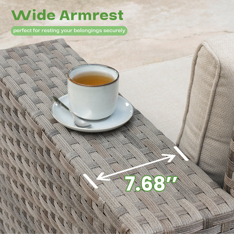 Baili 5 - Person Outdoor Wicker Sectional Seating Group with Cushions, Modern Modular Rattan Conversation Set, Patio Furniture Set with Wide Armrest