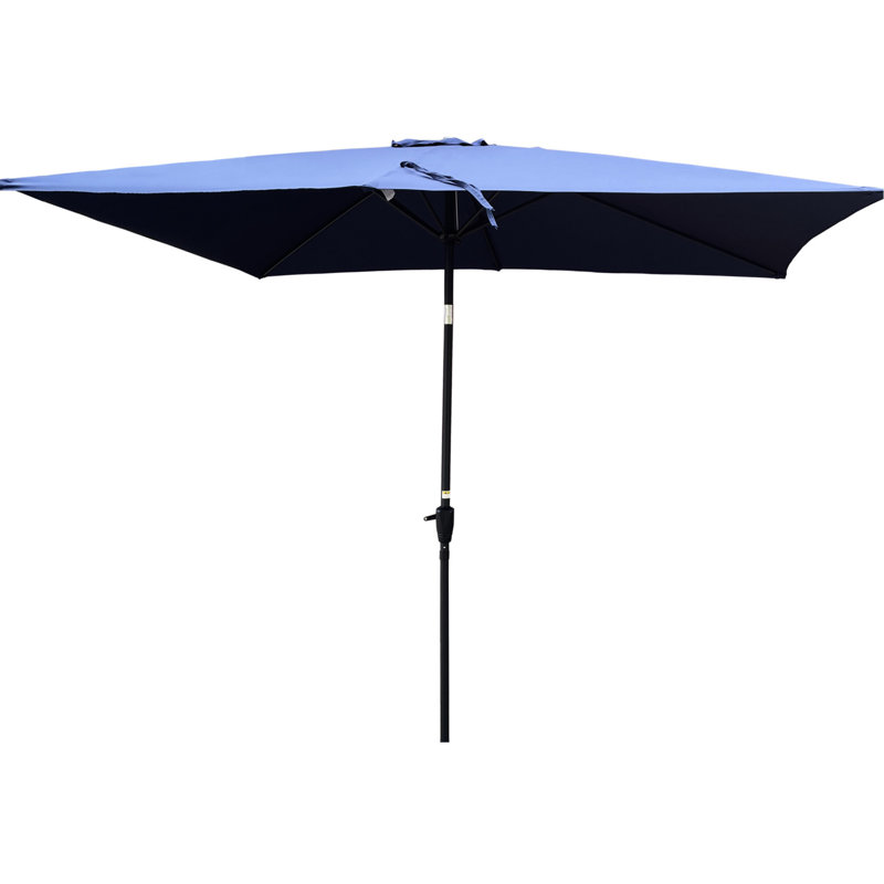 Parasol extérieur imperméable 6 x 9 pi - Baleines carrées, toit ventilé pour circulation d'air dans le jardin et la piscine 9 pi x 6 pi Auvent protégé contre la rouille avec auvent à bouton-poussoir