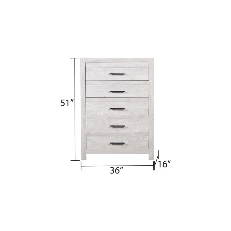 Modern Style 5-Drawer Chest Made With Wood, Natural/Rustic