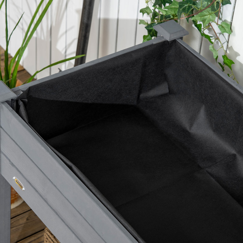 Wieland Wood Elevated Planter, Dark Gray