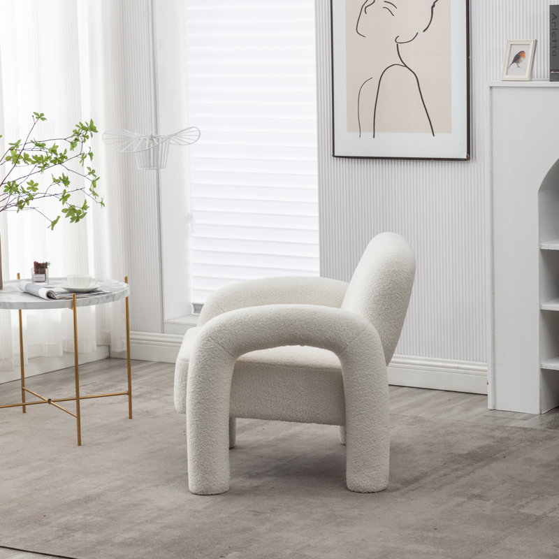 Upholstered Armchair, Beige 100% Polyester