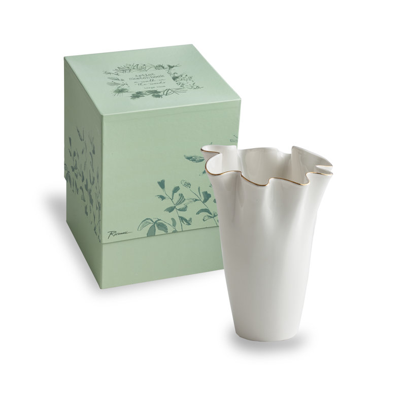 White Crystal Ruffled Edge Decorative Table Vase