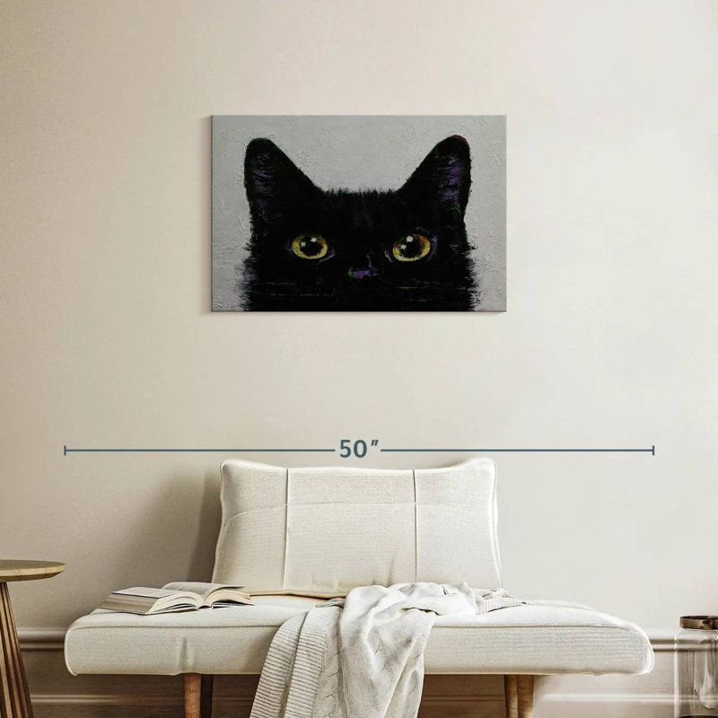 Brampt Black Cat Peeking, 20" H x 30" W