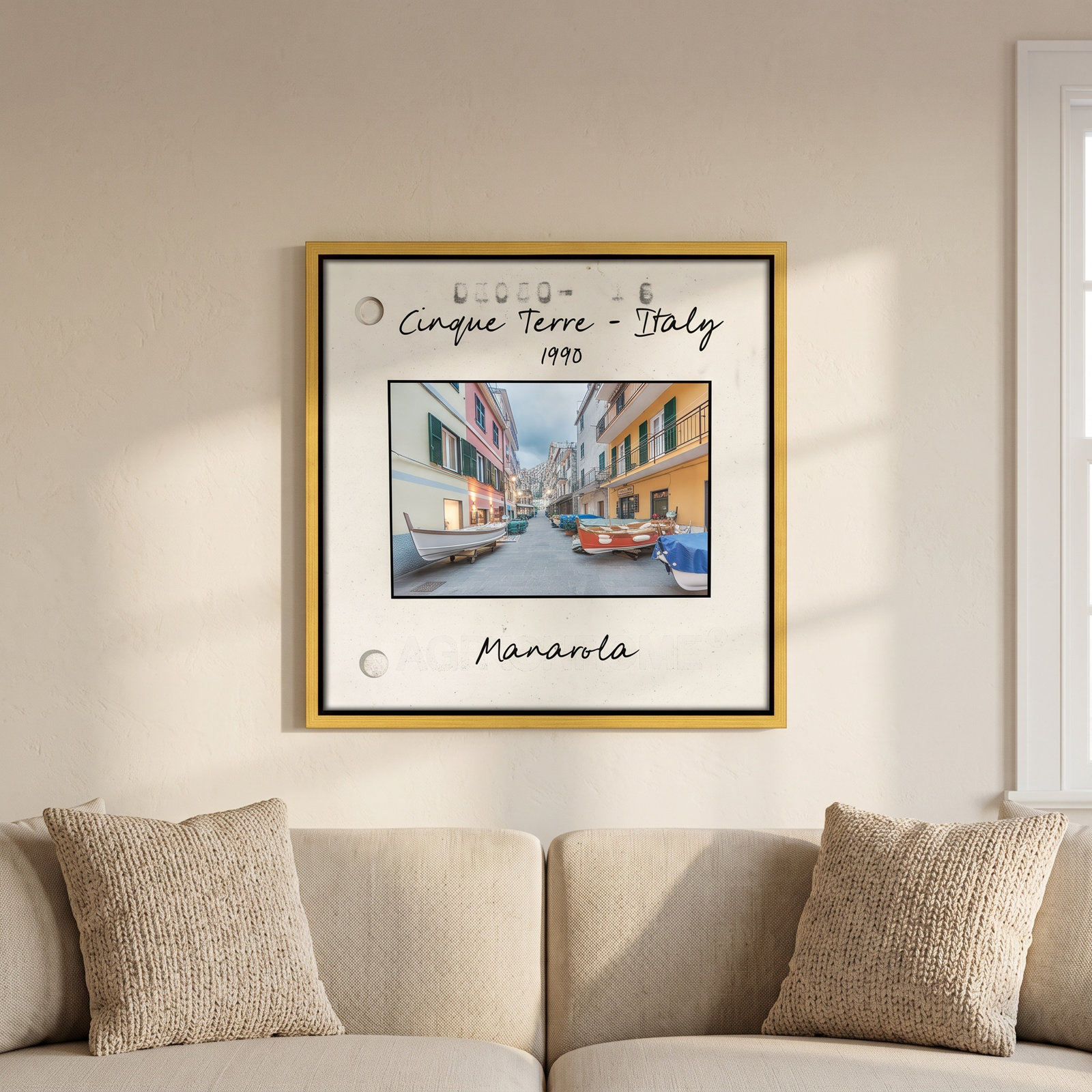 Ritona "Cinque Terre - Manarola" Print, Gold Floater Framed Canvas, 13.5" H x 13.5" W x 2" D