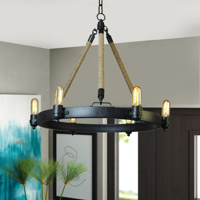 Cecilio 6-Light Candle Style Wagon Wheel Chandelier