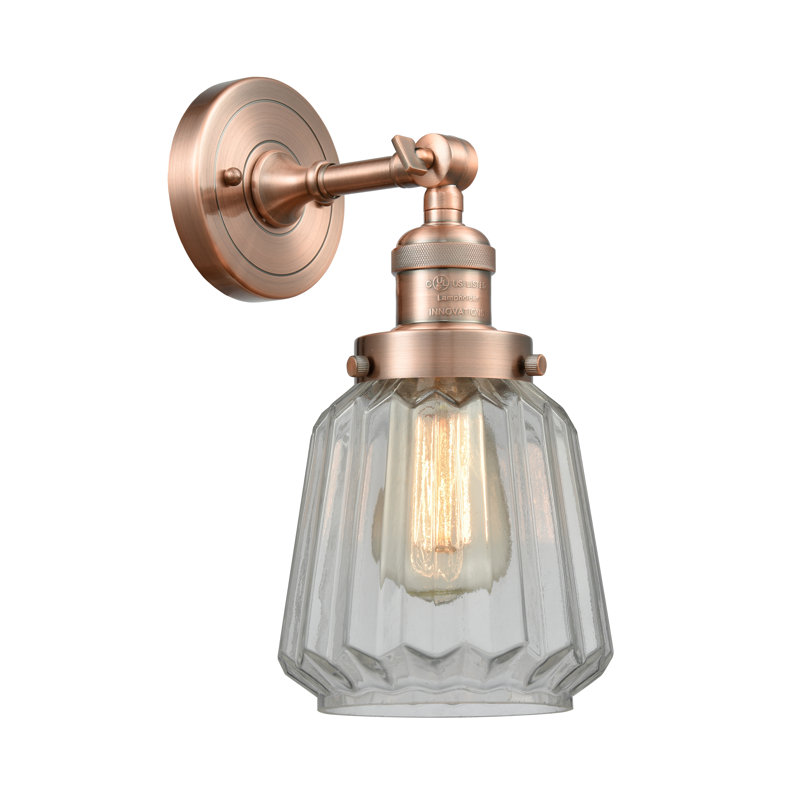 Appliquee à bras 1 lumières Vinson, Cuivre antique, Transparent