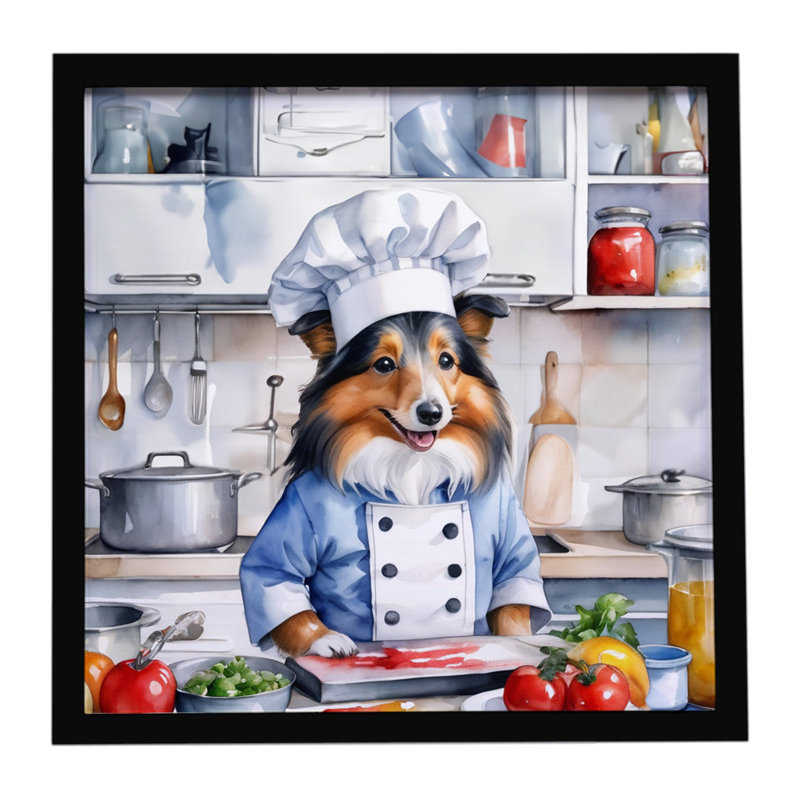 Sheltie The Chef Framed Metal Print