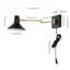 Applique murale portative de charge USB à 1 lumière en fer de style Mid-Century 16 po Jaco, noir / laiton doré-67638195