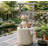 Cylinder MGO Outdoor Side Table With Wave Design – Lightweight Accent Table, Round Plant Stand For Garden/Patio/Balcony-494552279
