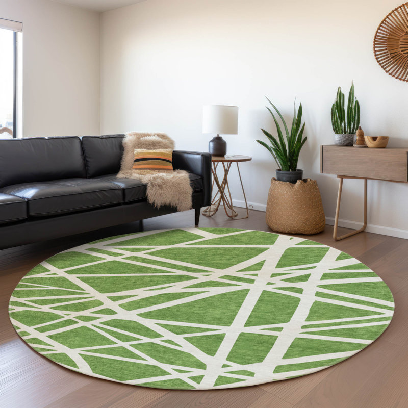 Premium Machine Washable Cossette AMF1040 Geometric Rug, Round 8'