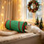 Décorations de Noël, tunnel de jeu interactif pour animaux de compagnie, thème sapin de Noël, pliable, idéal pour les photos de fêtes et les divertissements d'intérieur.