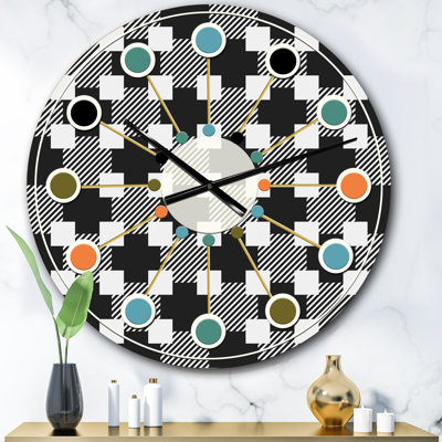 Motif géométrique II - horloge murale moderne Mid-Century