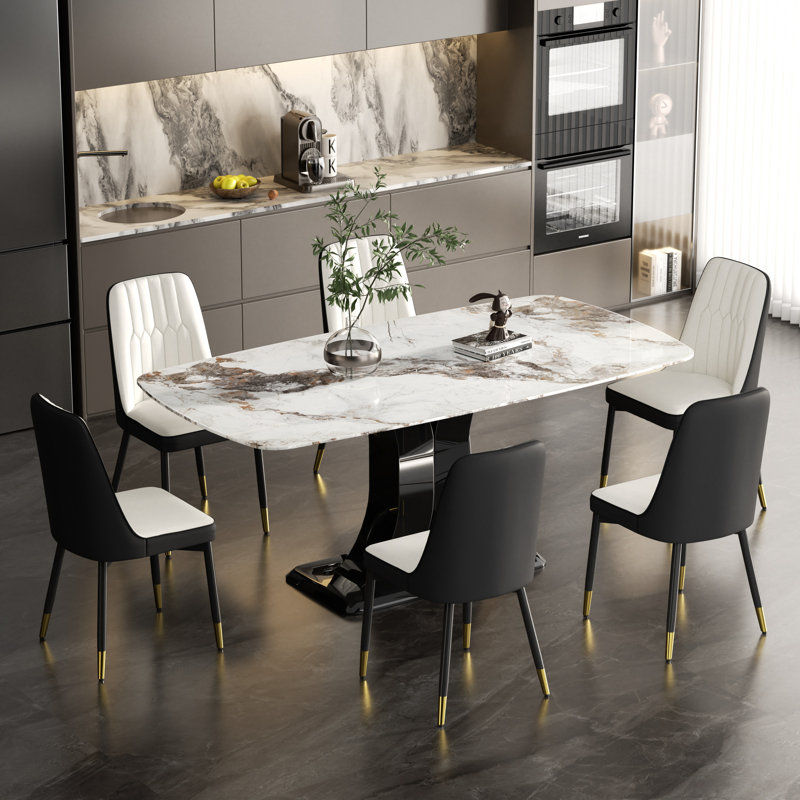 Ensemble repas pour 6 personnes, Blanc, Blanc / Gris foncé, 7