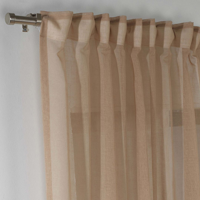 Sheer Single Curtain Panel, 130" W x 295" L, Brown