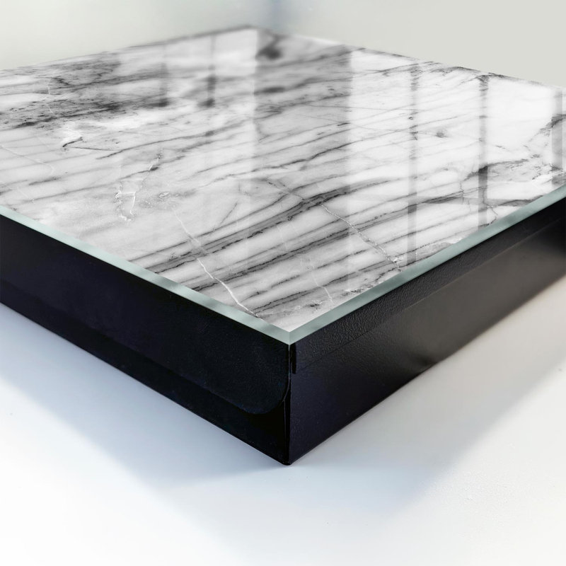 Key box for wall, Opens to the left, 30x30x5, Black, A marble pattern full of elegance and contrast, 