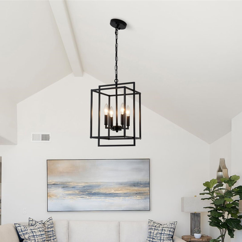4 - Light Chandelier, Matte Black