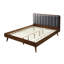 Structure de lit grand avec aspect Mid-Century, structure en bois massif, aucun sommier tapissier requis, pieds de conception dorée et matériau principal, système de support à lattes