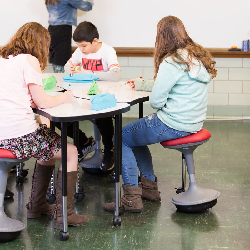 Red Adjustable Height Modern Learning Stool with Vinyl Seat