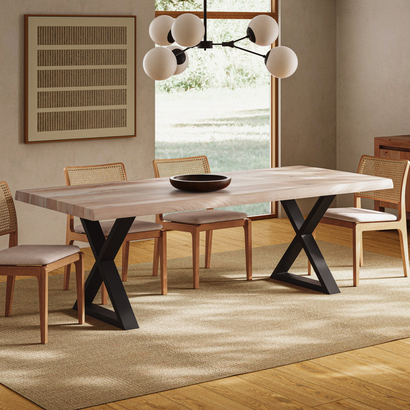 Colin X-Base Dining Table, Black, White Wash, 29.75"H x 92"L x 40"W