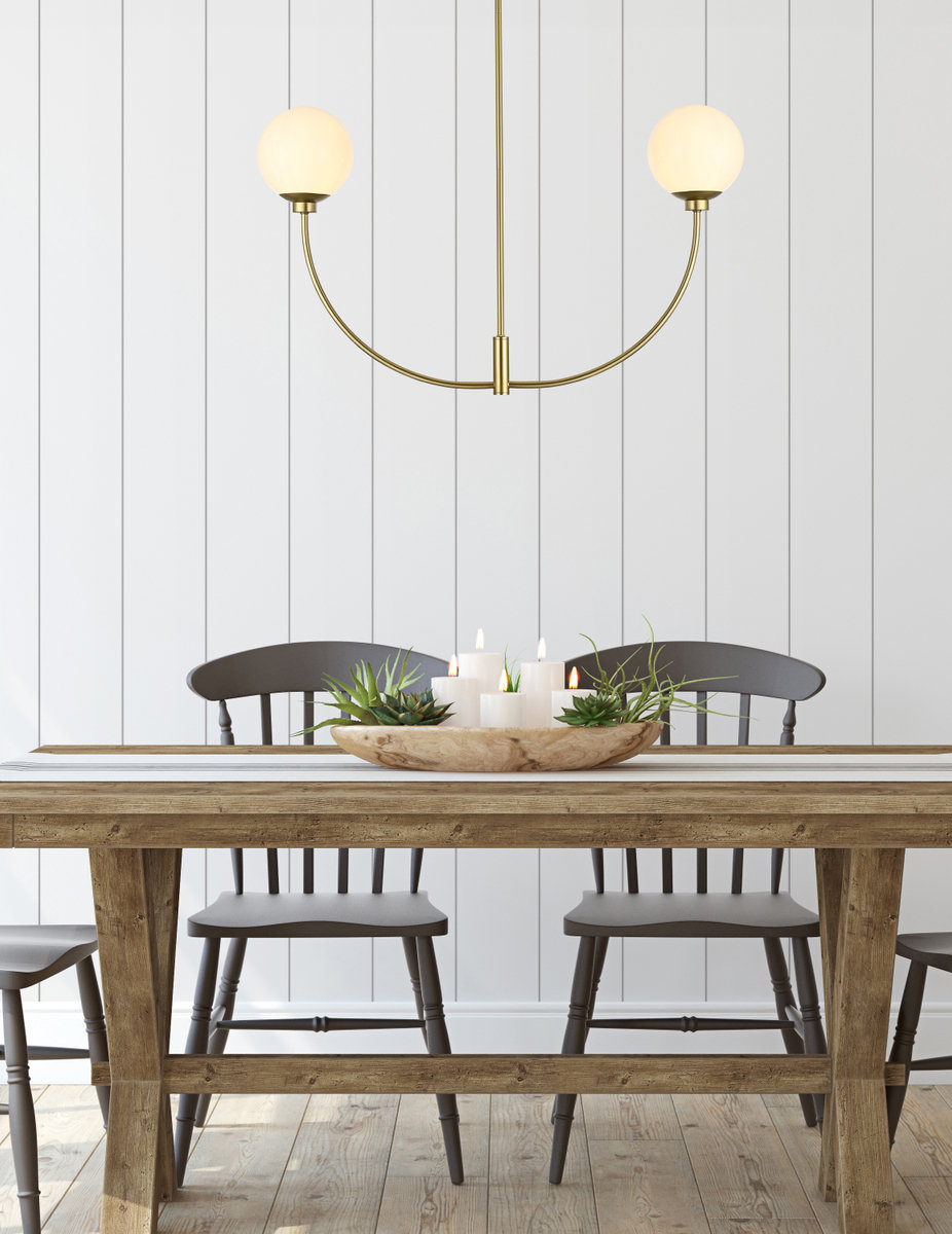 Kyle 2 - Light Metal Chandelier, Brass, 21" H x 36" W x 7" D