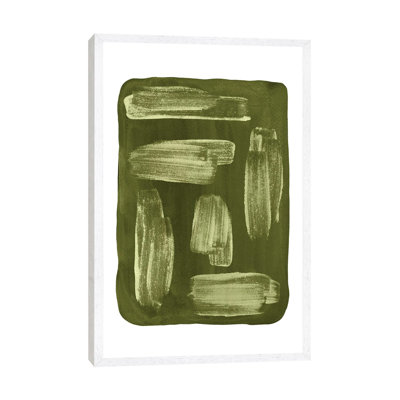 Olive Green Brush Strokes by Whales Way - Painting on Canvas