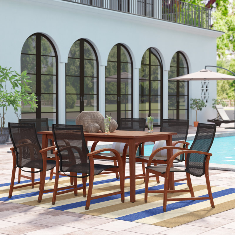 Anautica 6 - Person Patio Dining Set with Rectangular Table, Black