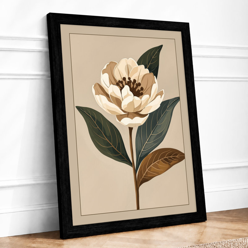 Pale Study Botanical - Framed Print, A2 - 59.4 x 42.0 cm, Black