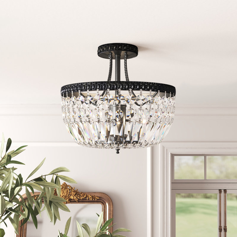 Finis 3 - Light 11.8" Antique Black Unique Bowl Semi Flush Mount