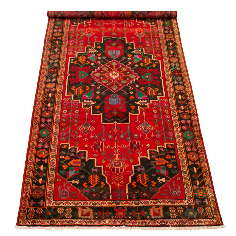 Tapis de couloir en Tapis décoratif laine rouge noué à la main des années 1980 5 pi 5 po x 10 pi 11 po