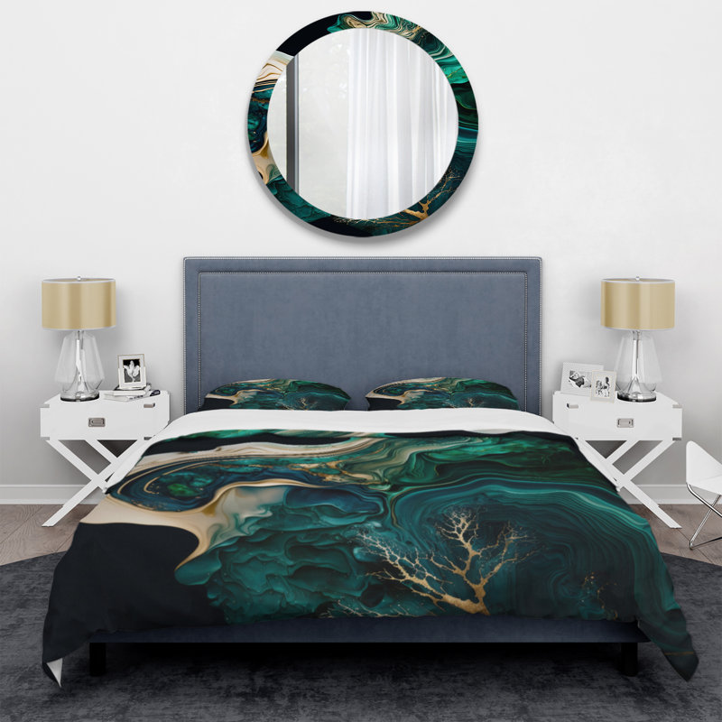 Abstract Geode Marble I - Ensemble de housse de couette moderne - Microfibre de polyester