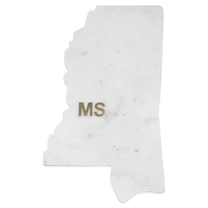 Planche à découper en marbre poli LG «Mississippi» avec abréviation laiton