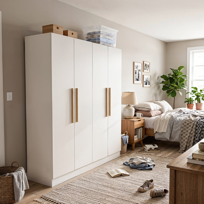 Armoire Aadi, Blanc / Doré