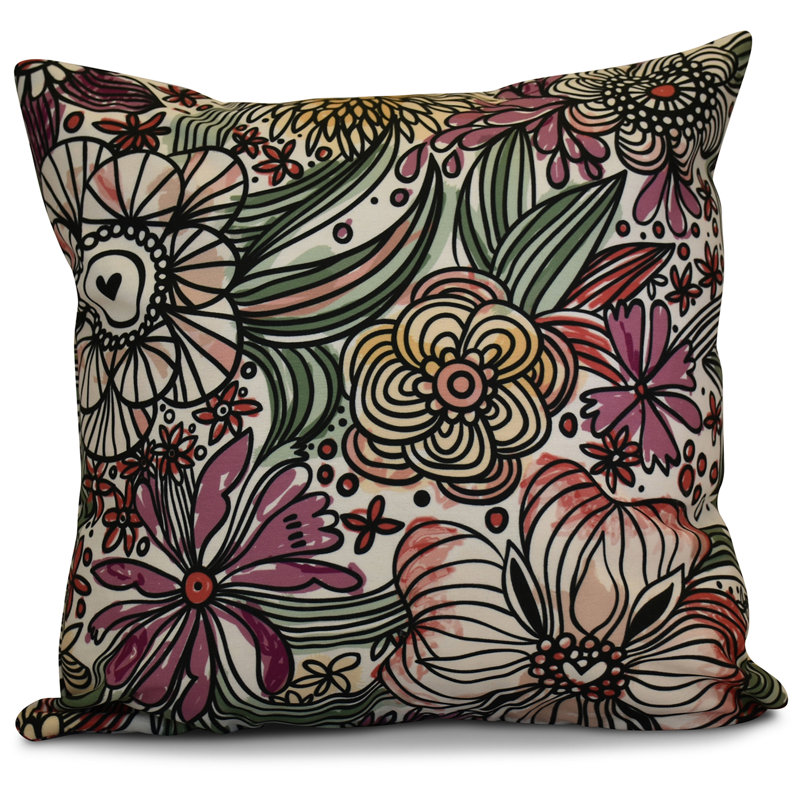 Coussin extérieur Flora and Fauna, H 16 po x l 16 po x P 2 po, Mauve