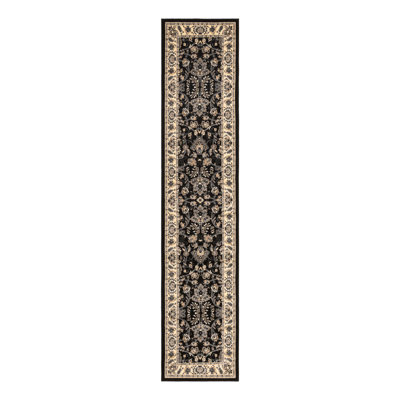 Tapis noir à motif floral Hanan
