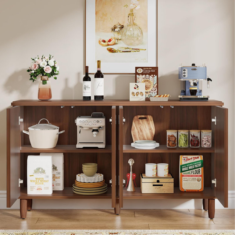 59.74" Modern Rustic Brown Buffet Sideboard Cabinet With Storage, Rustic Brown
