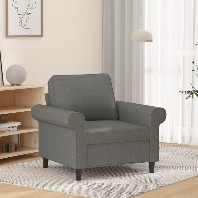 Fauteuil en velours 36,2 po Jitender, Polyester gris foncé