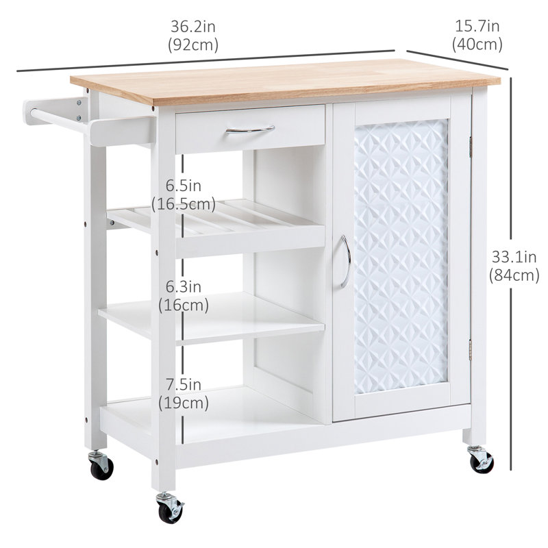 Chariot de cuisine à roulettes 36,25 po